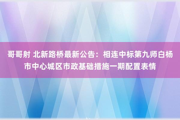哥哥射 北新路桥最新公告：相连中标第九师白杨市中心城区市政基础措施一期配置表情