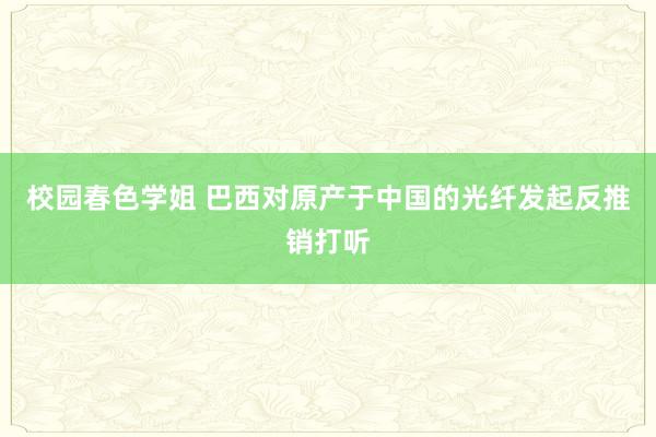 校园春色学姐 巴西对原产于中国的光纤发起反推销打听