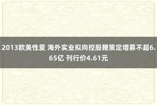 2013欧美性爱 海外实业拟向控股鞭策定增募不超6.65亿 刊行价4.61元