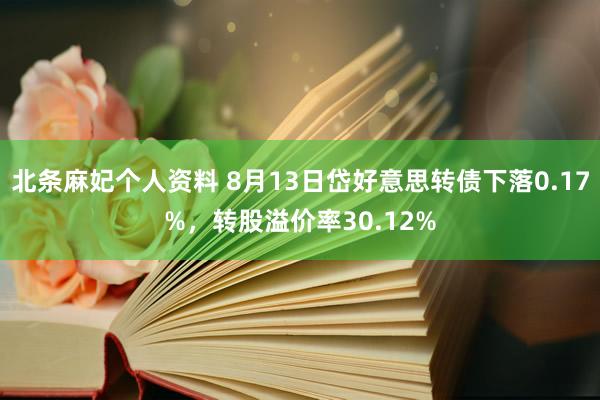 北条麻妃个人资料 8月13日岱好意思转债下落0.17%，转股溢价率30.12%