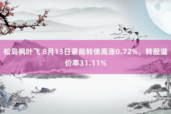 松岛枫叶飞 8月13日豪能转债高涨0.72%，转股溢价率31.11%