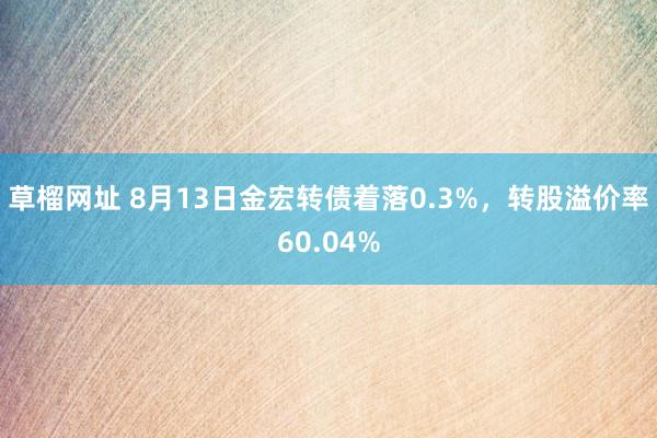 草榴网址 8月13日金宏转债着落0.3%，转股溢价率60.04%