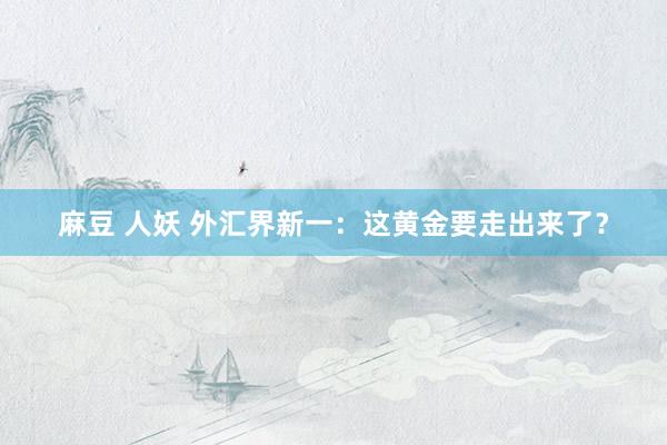 麻豆 人妖 外汇界新一：这黄金要走出来了？