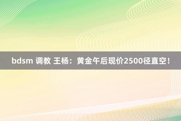 bdsm 调教 王杨：黄金午后现价2500径直空！