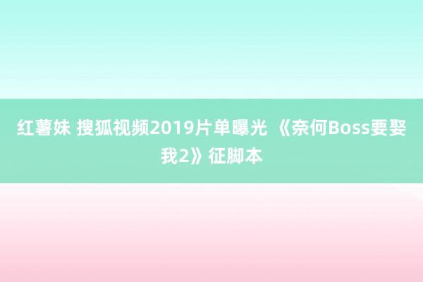 红薯妹 搜狐视频2019片单曝光 《奈何Boss要娶我2》征脚本