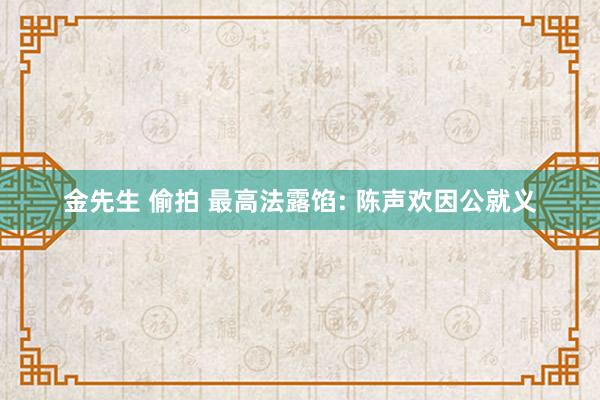 金先生 偷拍 最高法露馅: 陈声欢因公就义