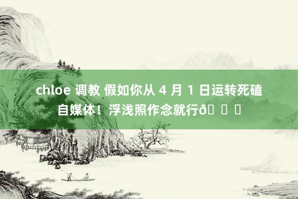 chloe 调教 假如你从 4 月 1 日运转死磕自媒体！浮浅照作念就行👌