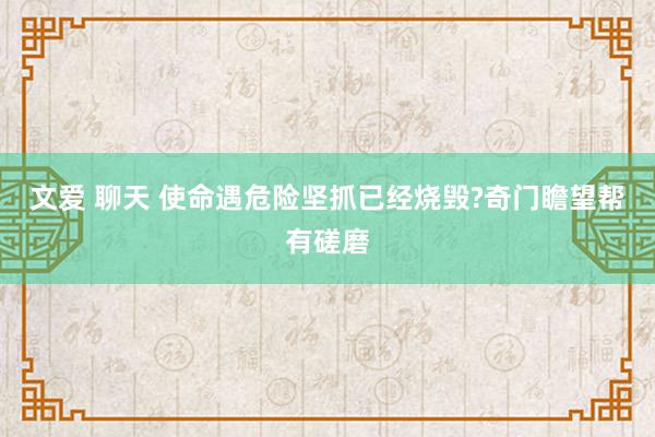 文爱 聊天 使命遇危险坚抓已经烧毁?奇门瞻望帮有磋磨