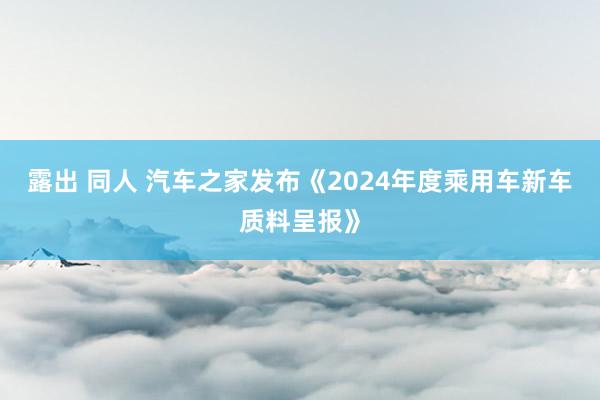 露出 同人 汽车之家发布《2024年度乘用车新车质料呈报》